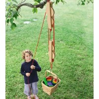 Pulley Set with Wooden Reels and Nylon Ropes