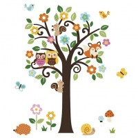 Forest Animals & Flowers Tree Decals